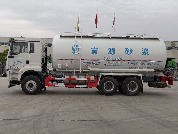 国内首款清洁能源LNG天然气干混砂浆车/6x4陕汽德龙M3000国六排放干粉砂浆罐车